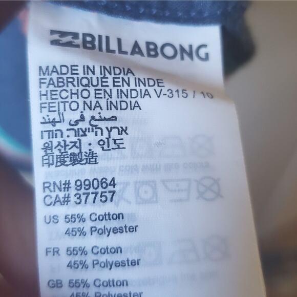 Billabong Mens XL Blue Tribal No Iron Core Fit Button Up Short Sleeve Surf Beach - Picture 7 of 9